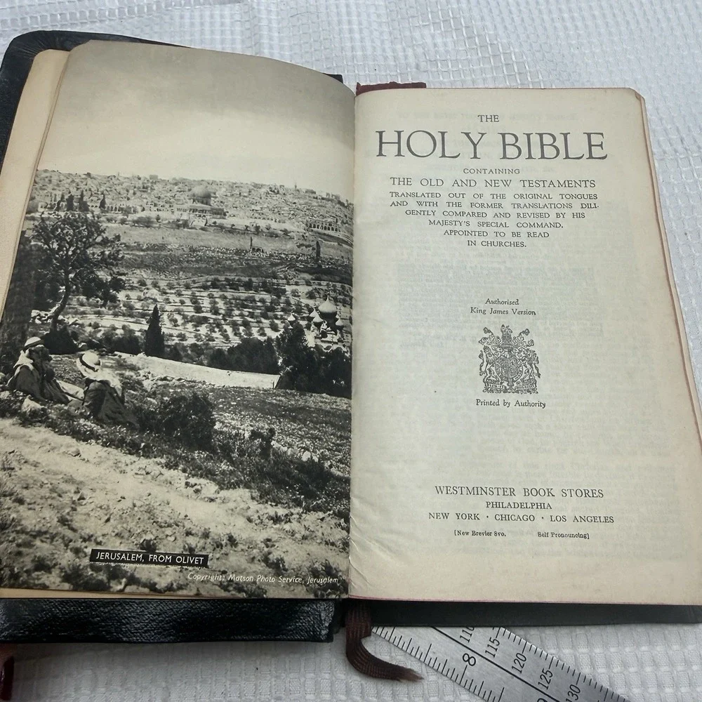 Vtg Westminster Book‎ KJV Bible Helps 1946 Great Britain Genuine Leather Soft